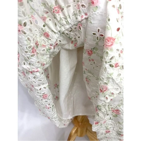 🎀 LoveShackFancy Clementine Floral Eyelet Ruffle Tiered Midi Dress 16 XL - Picture 13 of 16